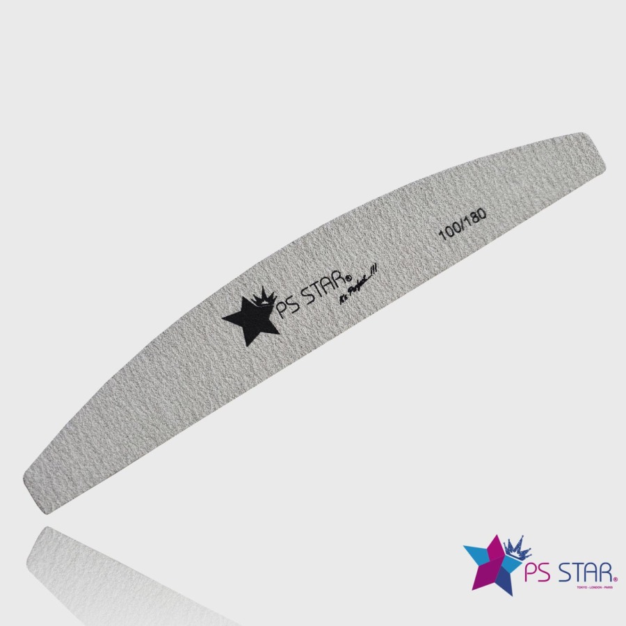 Ps Star NFP22 Professional Zebra Nail Files 100/180 Half Moon, Pack of 25 files.