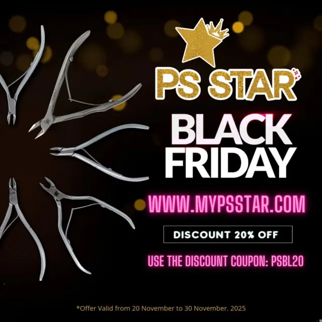 ✨ PS STAR BLACK FRIDAY: UPGRADE YOUR NAIL STATION ✨

Your clients don’t pay for “pretty nails”, they pay for perfection 🔍💅
For a few days only, get 20% OFF professional PS STAR tools using coupon PSBL20.

🔧 Sharper tools = cleaner cuts
🦠 High-quality steel = more hygiene and trust
💸 Better results

Go to the store, pick your favorites and type PSBL20 at checkout.
When your tools scream quality, your clients talk about you to EVERY friend 😉
.
.
✨ BLACK FRIDAY PS STAR: SÚBELE EL NIVEL A TU MESA DE TRABAJO ✨

Tus clientas no pagan por “uñas bonitas”, pagan por perfección 🔍💅
Por eso, solo por pocos días, tienes 20% DE DESCUENTO en herramientas profesionales PS STAR usando el cupón PSBL20.

🔧 Herramientas más finas = cortes más precisos
🦠 Acero de alta calidad = más higiene y confianza
💸 Mejor resultado 

Entra a la tienda, elige tus favoritas y escribe PSBL20 al pagar.
Si tus herramientas hablan de calidad, tus clientas hablan de ti a TODAS sus amigas 😉

#psstar_fan #BlackFridayNails #BlackFridaySale #nails #nailart #nailsofinstagram #nailtech #nailtools #nailpro #manicure #pedicure #nailartist #nailtechlife #nailbusiness #beautyprofessionals